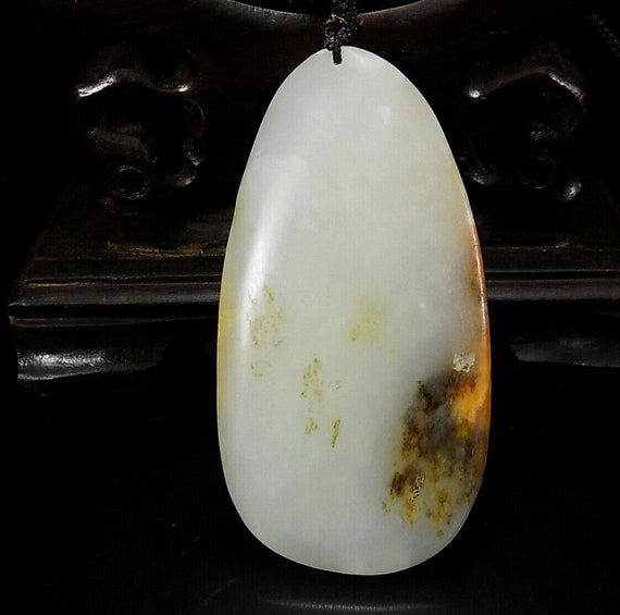 Unique Jade buddha & lotus flower Pendant  Certif… - image 2