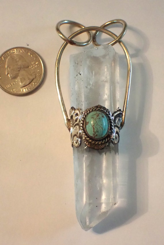 Natural Point Clear Quartz Crystal Pendant with t… - image 2