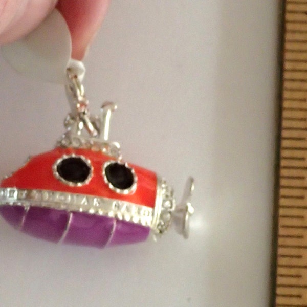 Sterling Silver Enamel Submarine Pendant