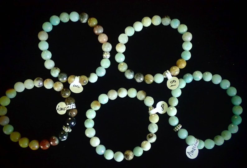 Faceted Amazonite 10mm beaded Bracelet with Sterling Bead