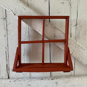 Shelf red wood primitive shelf with sections Shelf Curio Shelf to display knic knacks