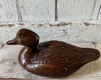 Duck Brown Decoy Faux Wood Resin Figurine Vintage - Etsy