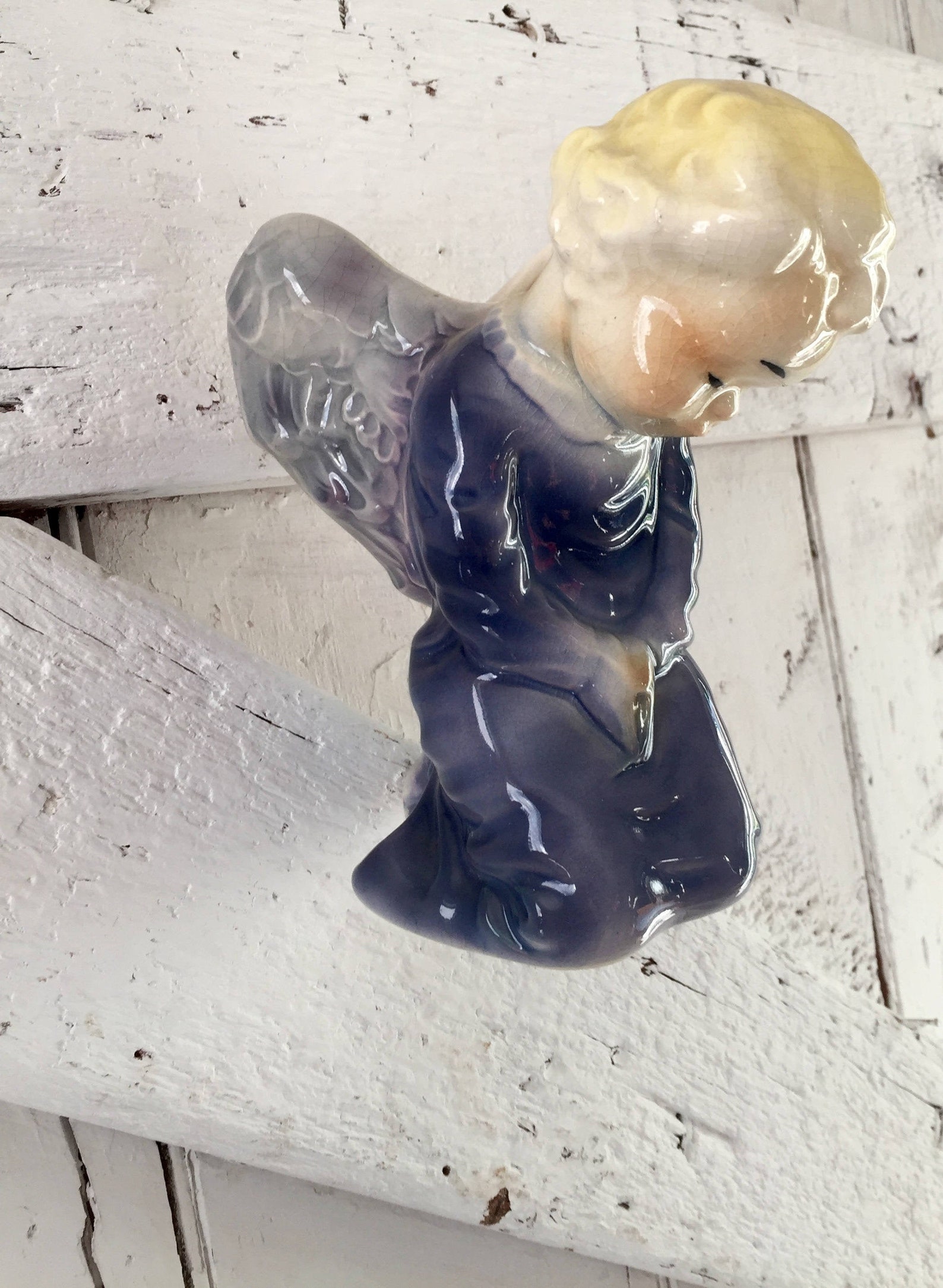 Angel Wall Pocket Royal Copley Angel Vase Blue White Ceramic Etsy