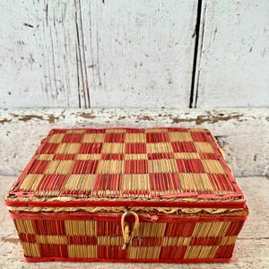 Wicker Sewing Basket Small Size Comes with contents Vintage basket