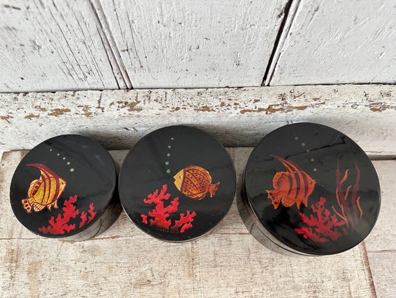 Asian Lacquer Boxes Set of Three Nesting boxes Je… - image 10