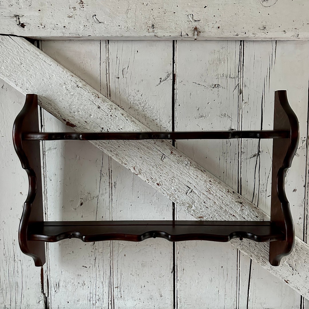 Wood Shelf Plate Teacup Display Vintage Kitchen Shelf Etsy