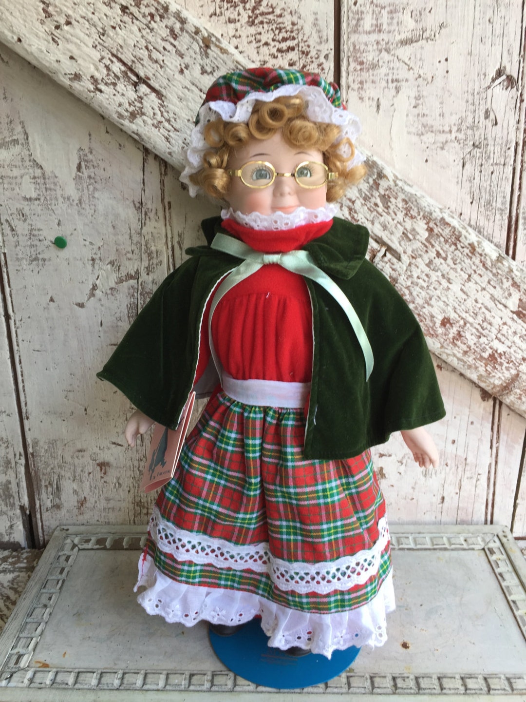 Doll Granny Doll Porcelain Red Riding Hood Granny With Glasses Plaid ...