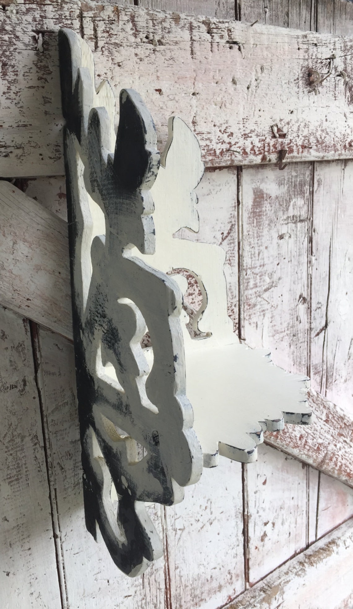 Wall Shelf White Corner Shelf Shabby Chic Chalk Painted Corner Etsy