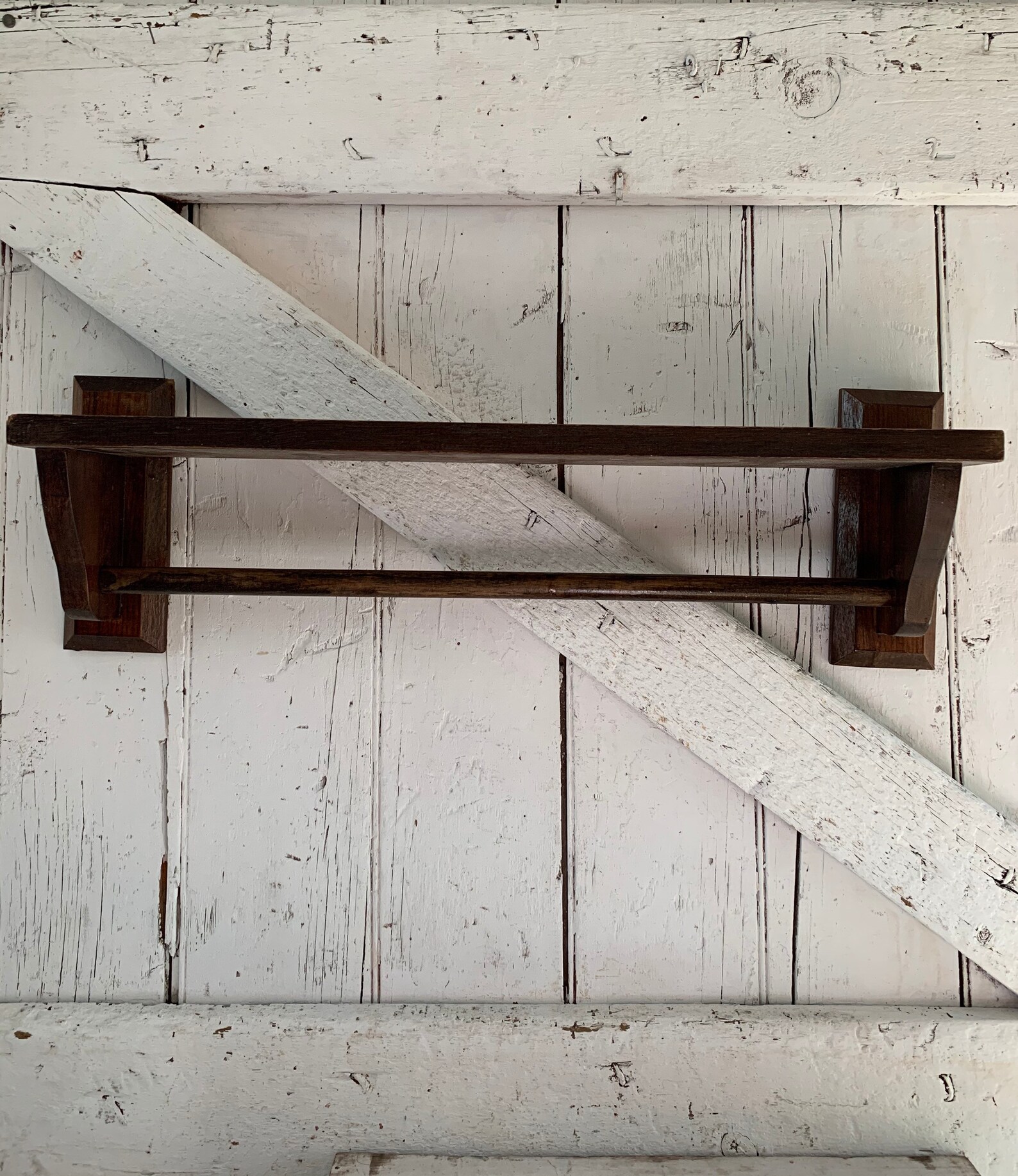 Towel Rail Wooden Shelf With Towel Rail Towel Rack Wall Etsy