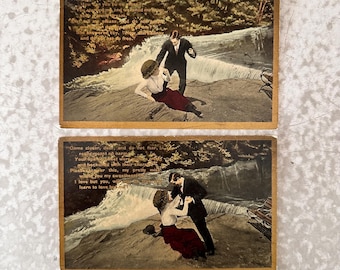 Postal antigua sin firmar: Pareja de enamorados, principios del siglo XX