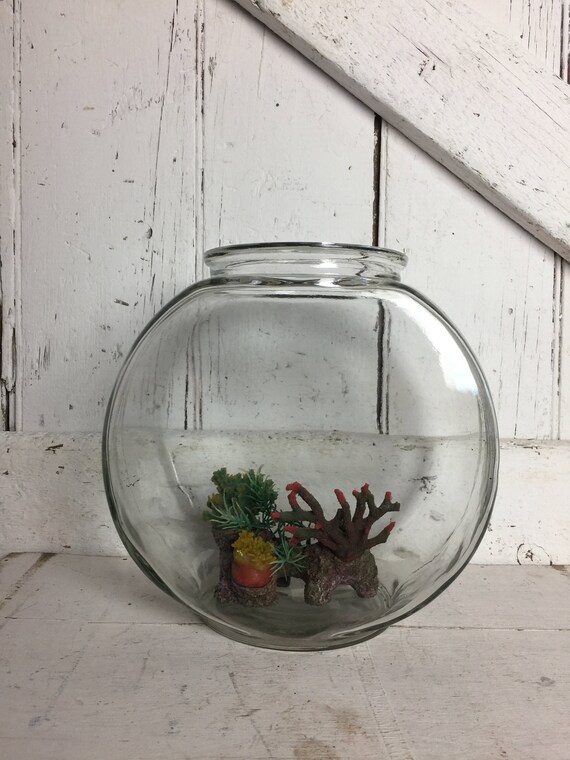 Fish Bowl Clear Glass Aquarium With Decoration Terrarium Fish Etsy
