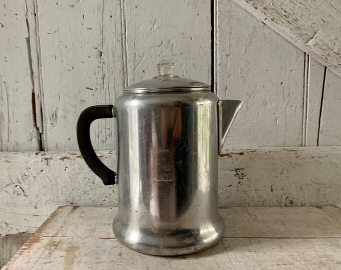 Coffee Pot Stove Top Percolator Aluminum Eight Cup Vintage Etsy