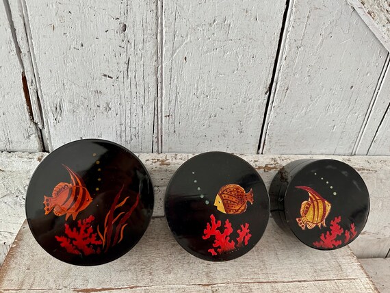 Asian Lacquer Boxes Set of Three Nesting boxes Je… - image 4