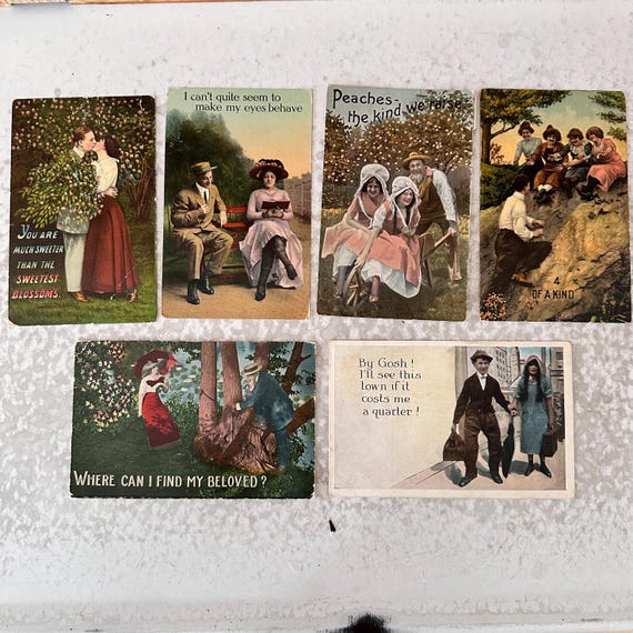 Antique Postcards Lot of 6 Couple Lovers early 1900's