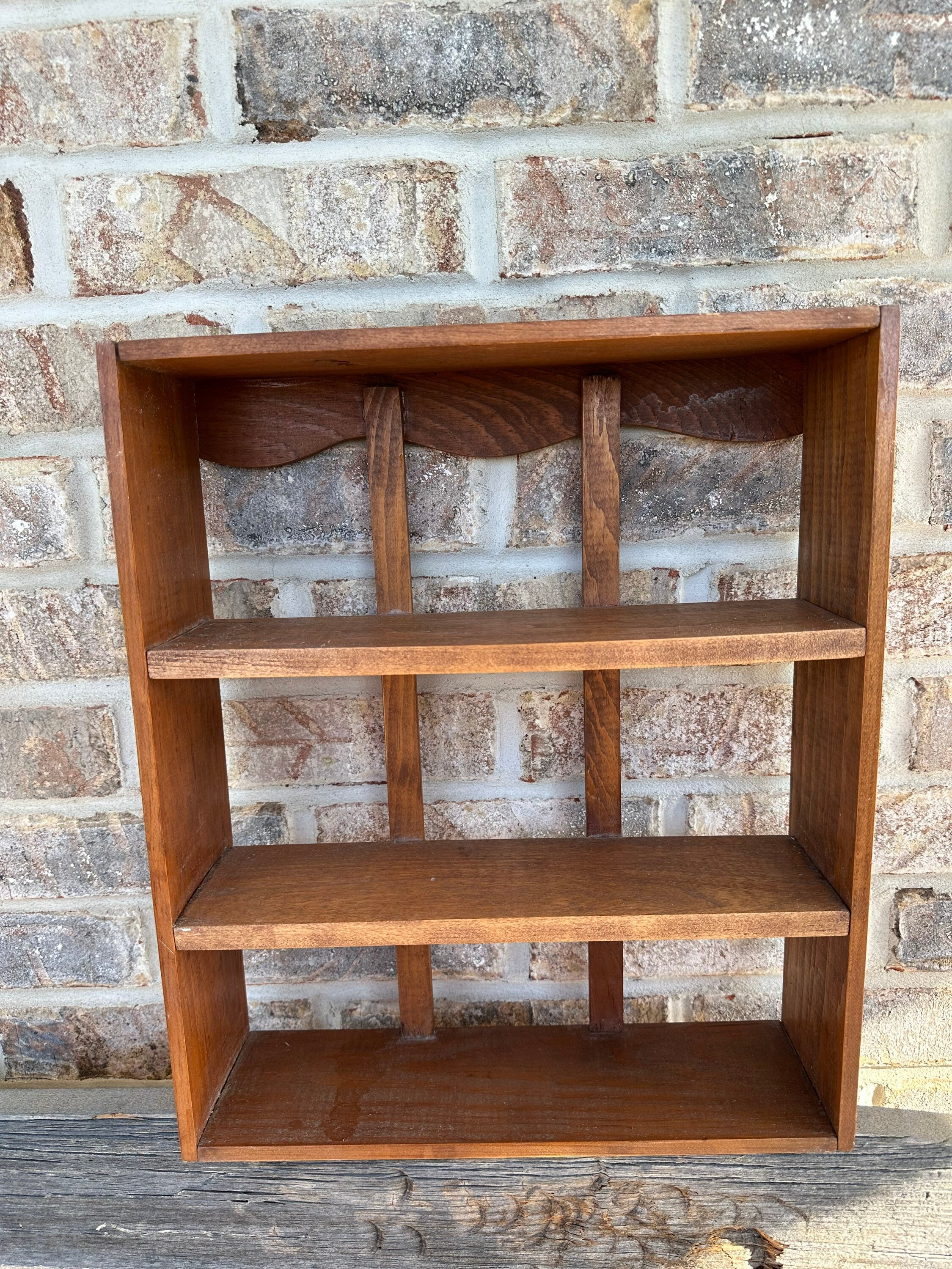 Wooden Wall Shelf With Three Shelves Vintage Hanging Wood Free