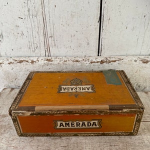 Cigar box Amerada primitive rustic cigar box vintage