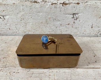 Small Box Brass Cuff Link Box Park Sherman Brass vintage jewelry box