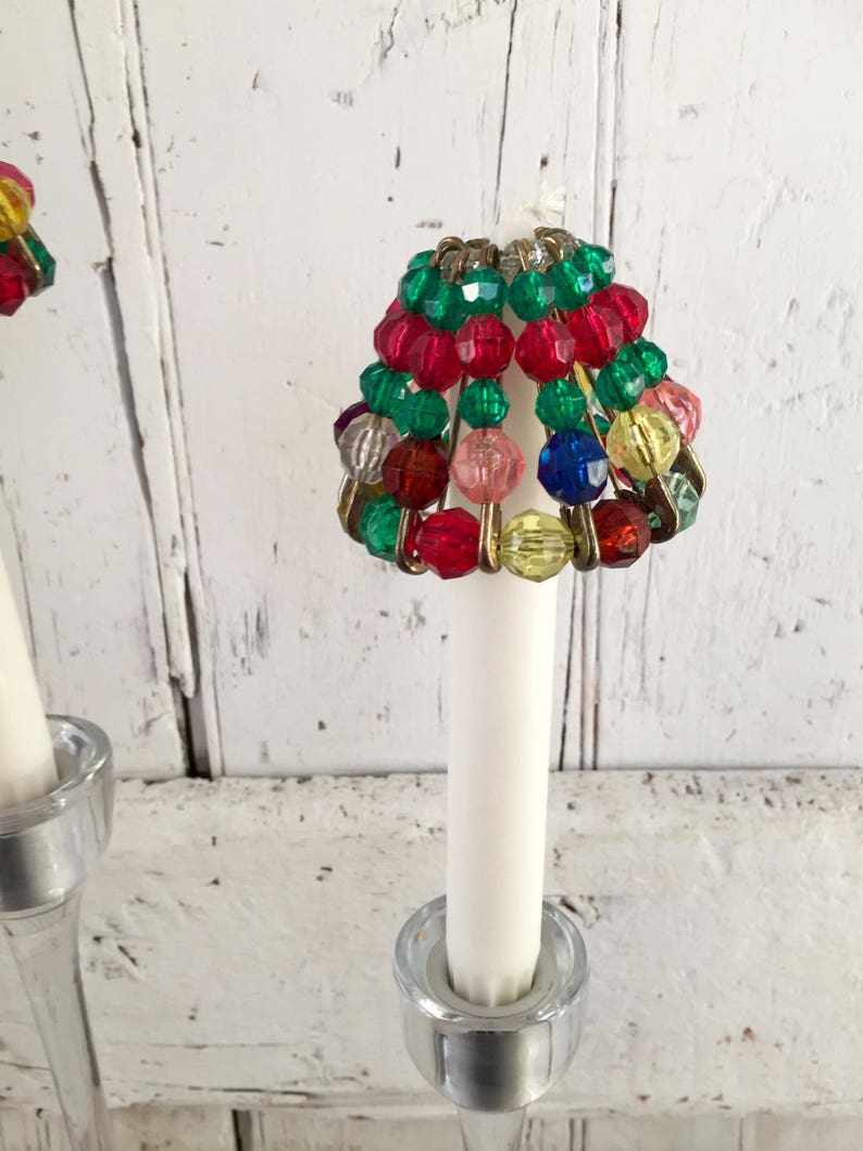 Beaded Safety Pin Lamp Shades Vintage Candle
