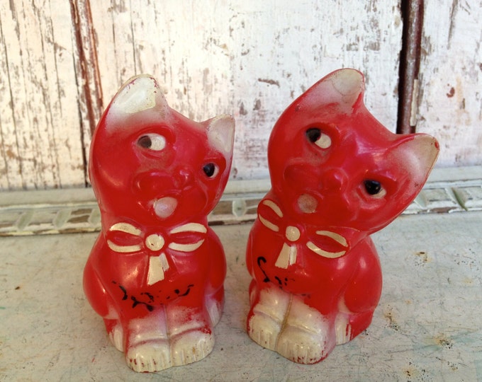 Antique Cat Salt Pepper Shakers Cat Kitten Vintage Celluloid Hard