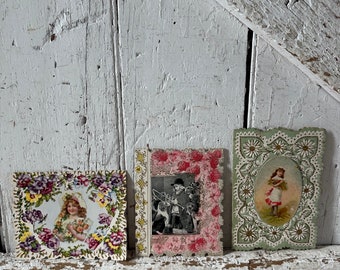 Antique Valentine cards Lot of three  ornate unsigned fancy embossed valentine vintage 1920s