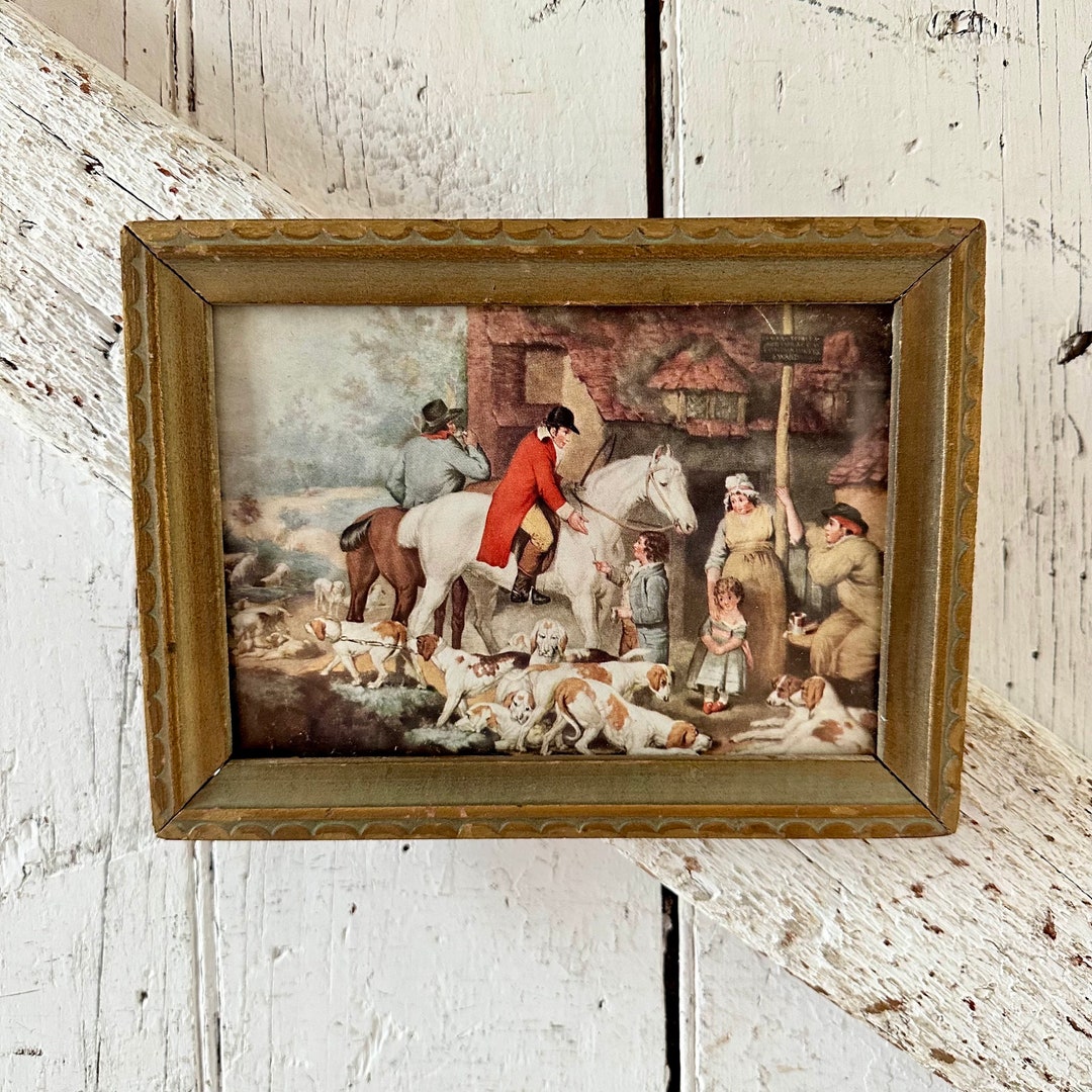 Fox Hunt Print in Gold Wood Frame Vintage Framed English Fox Hunt - Etsy