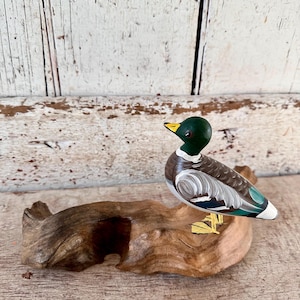 Wood Duck on Drift Wood Vintage Duck small size