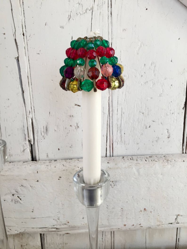 Beaded Safety Pin Lamp Shades Vintage Candle