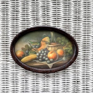 Antique Oval frame brown metal smaller size Still Life Litho print