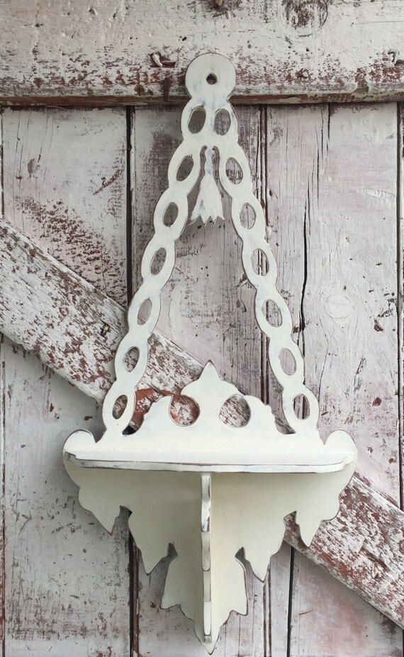 White Wall Shelf Shabby Chic Antique Chalk Painted Image 0