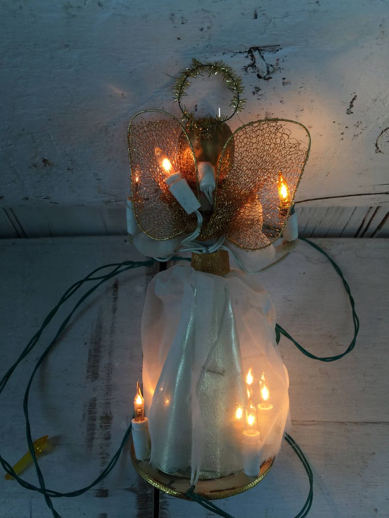 Christmas Angel Tree with lights vintage Christmas tree topper