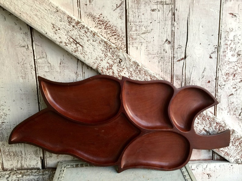 Wood Plate Leaf Serving Plate Large Vintage Wood Serving Dish Etsy