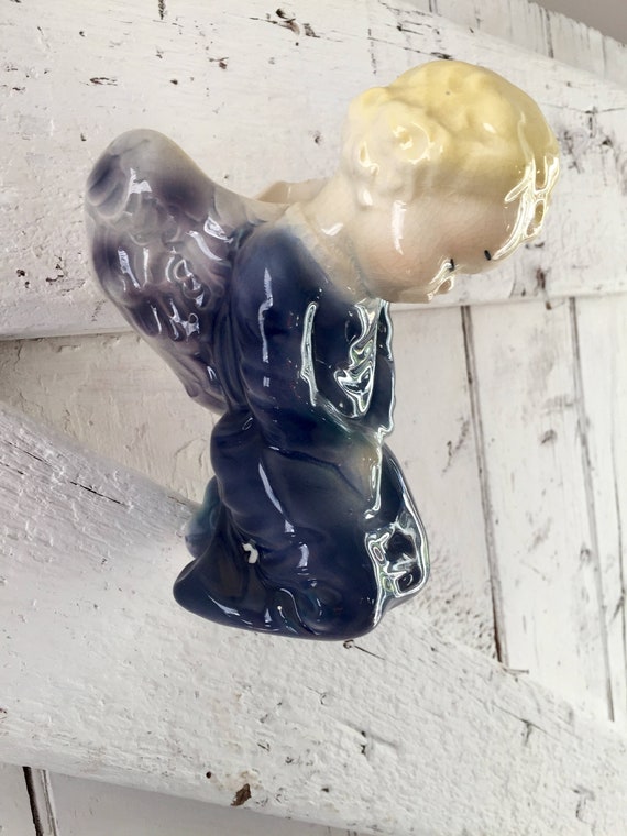 Angel Wall Pocket Royal Copley Angel Vase Blue White Ceramic Etsy