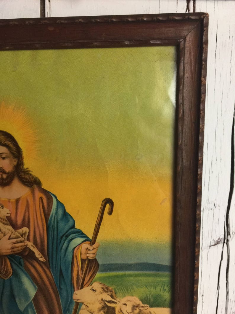 Framed Religious wall art Lord is My Shepherd vintage print in Etsy