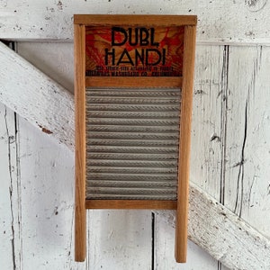 Washboard DUBL HANDI Wash Board Columbus Washboard vintage wood and tin primitive rustic country cottage laundry room