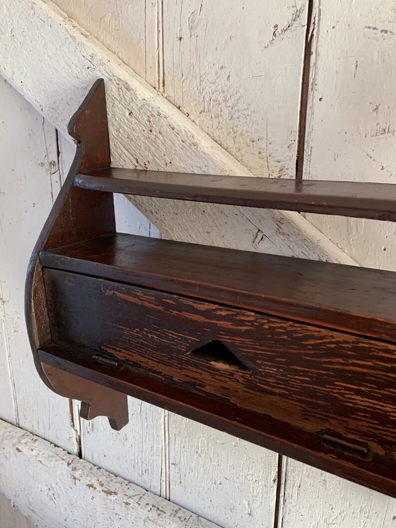 Antique Wooden Shelf With Door That Opens Hanging Wall Shelf Etsy
