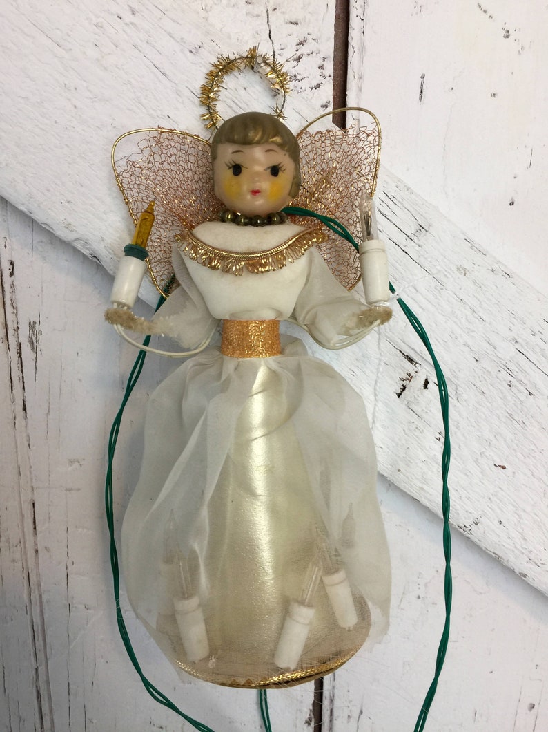 Christmas Angel Tree with lights vintage Christmas tree topper