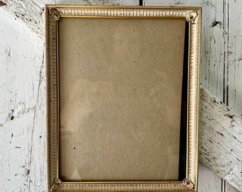 Picture frame gold white metal ornate  8 x 10 inch vintage frame