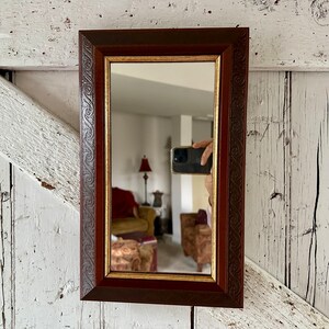 Mirror Wood Brown Gold Frame Small Mirror 15 x 9 inches