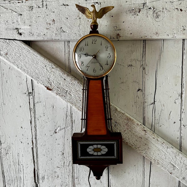 Clock Banjo Electric made by Sessions Eagle Finial Vintage Banjo Clock