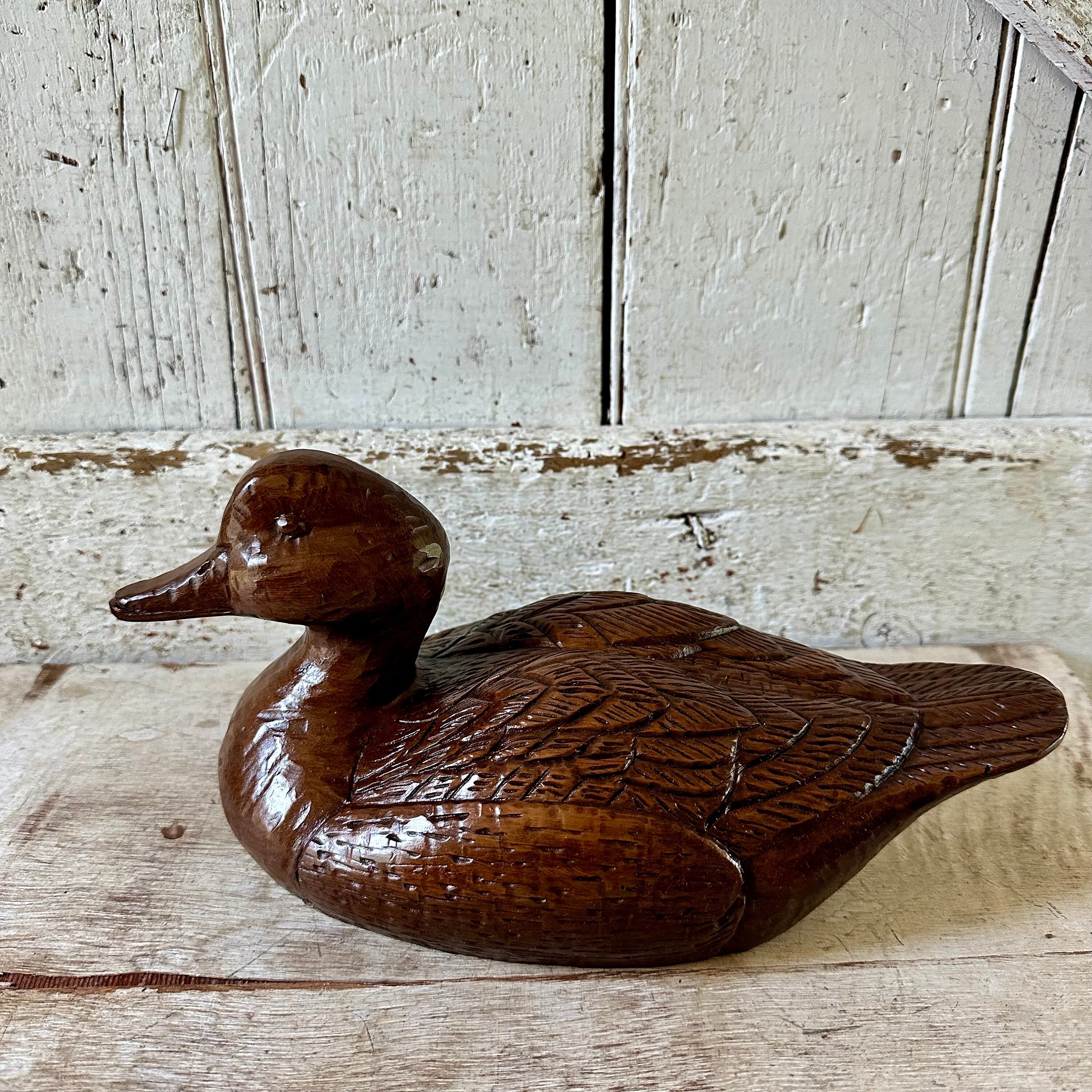 デコイ　木製 古いです アメリカ ヴィンテージ デコイ 鳥 木製 模型 木彫り 狩猟 おとり