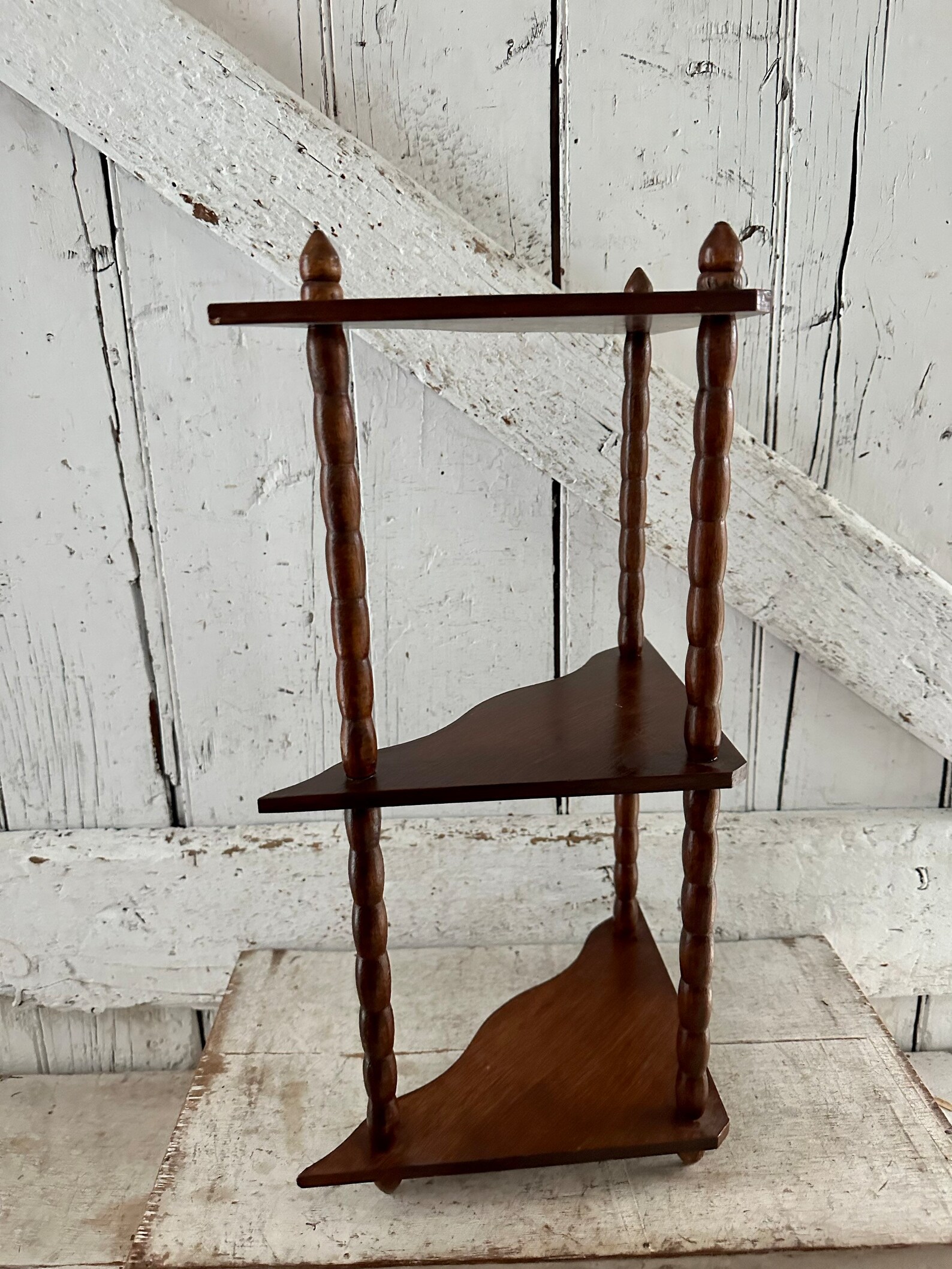Corner Shelf Wooden Spindles 1970's Three Tier Standing Etsy