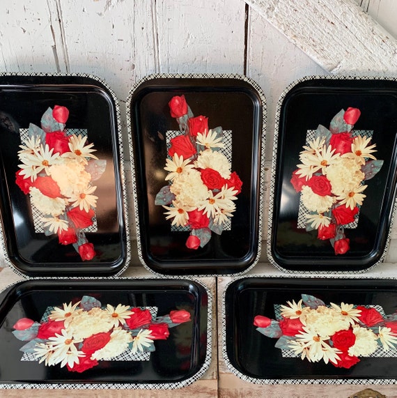 Black metal tv on sale trays