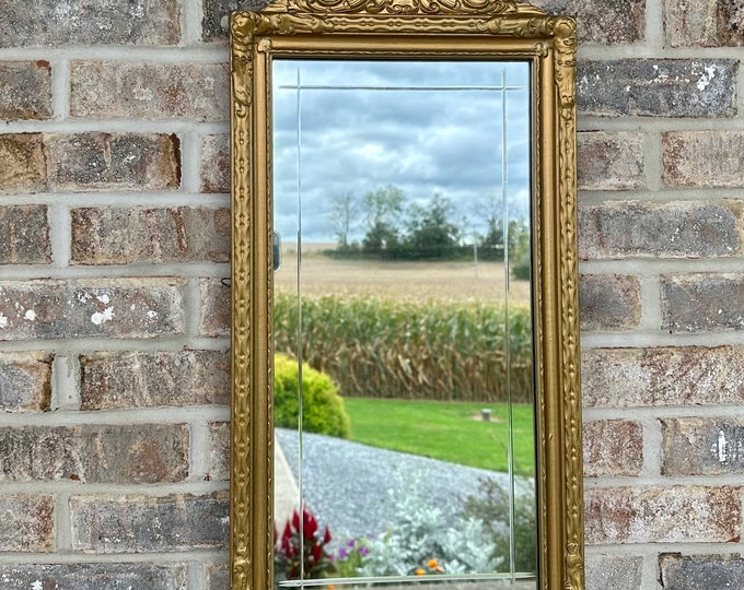 Antique Mirror Beveled Gold Ornate Mirror 12 X 25 Inch Mirror Etsy