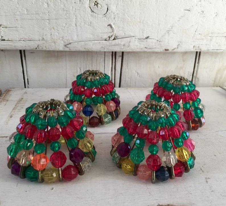 Beaded Safety Pin Lamp Shades Vintage Candle