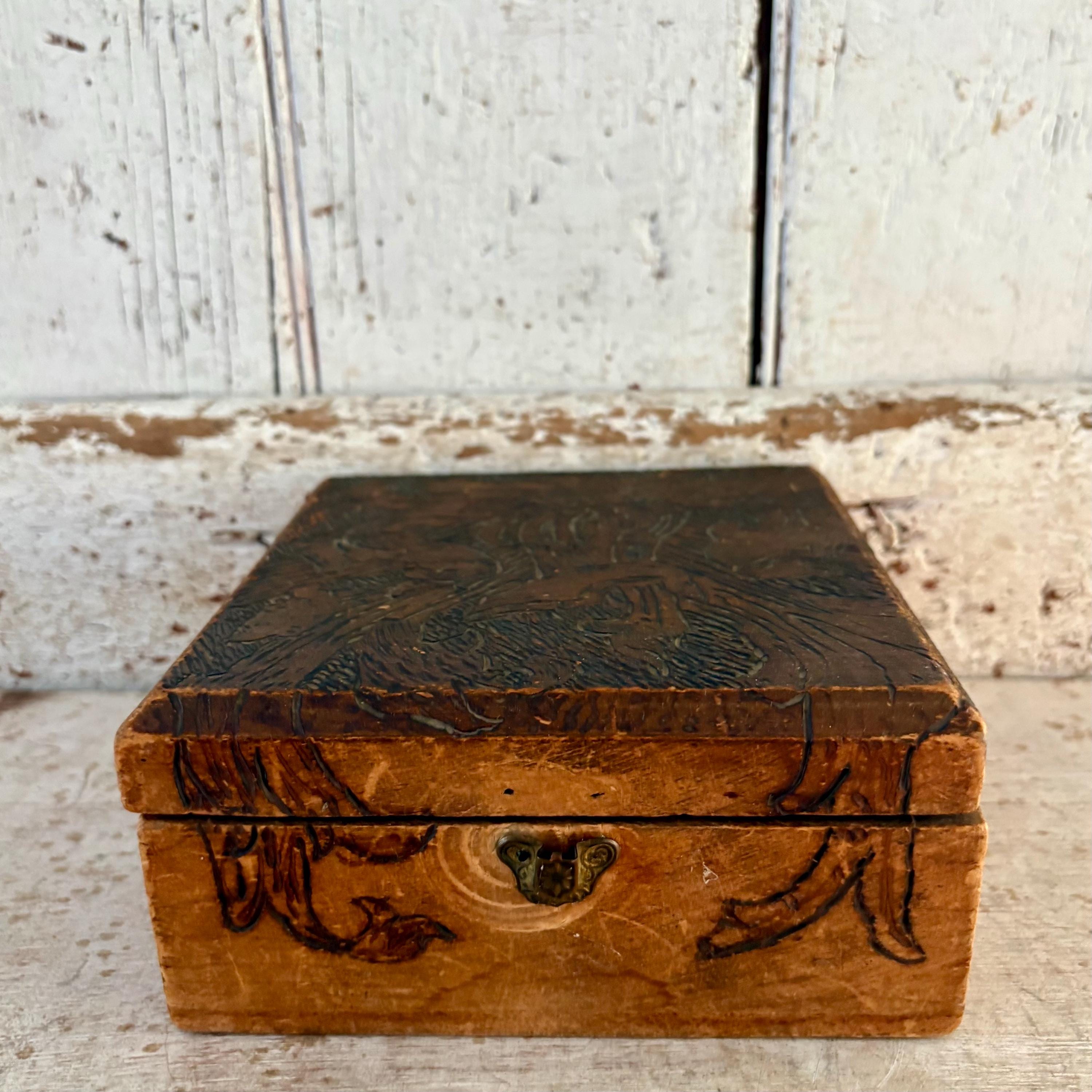 Antique Handkerchiefs Box Lady Wood Burning Pyrography 1900's - Etsy