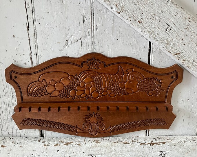 Wooden Spoon Display Holder Wall Mount Vintage Holds 16 Spoons Etsy