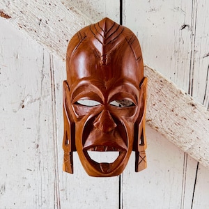 Wood Mask Hand Carved traditional Vintage African Face Mask