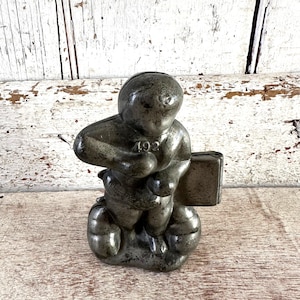 Antique Pewter Mold Vintage Ice Cream Mold Cupid on Clouds 492