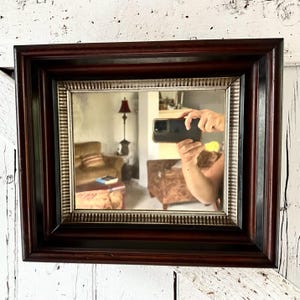 Antique Mirror Eastlake wooden frame brown gold Black Victorian deep frame