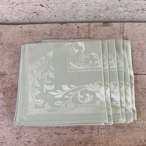 Damask six napkins Light Green Unused withTags made in Japan